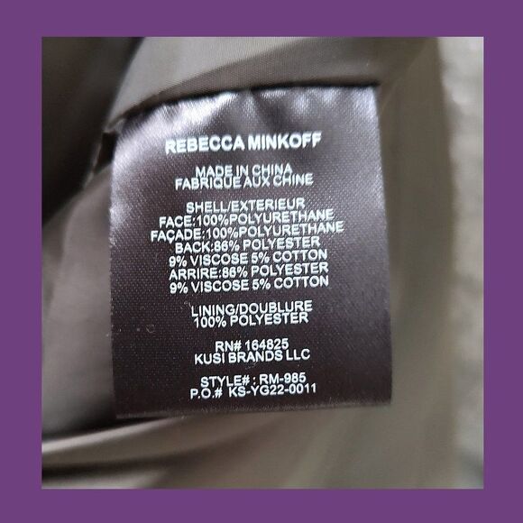 REBECCA MINKOFF NEW OLIVE Faux Leather Belted Waist Moto Jacket M - Picture 11 of 12